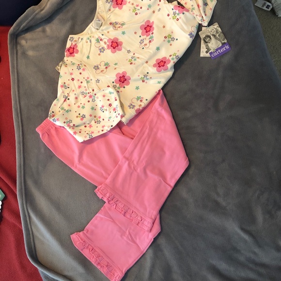 Carter's Girls Pink Elastic Waist Ruffle Leg Pants - Picture 3 of 4